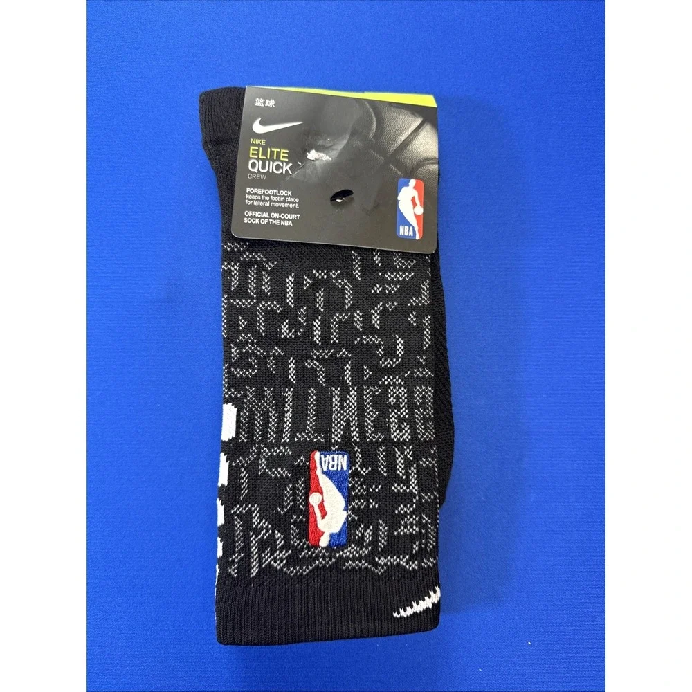 Nike Elite Quick NBA Crew Basketball Socks SX6361-017 Black Gray NWT Size Large